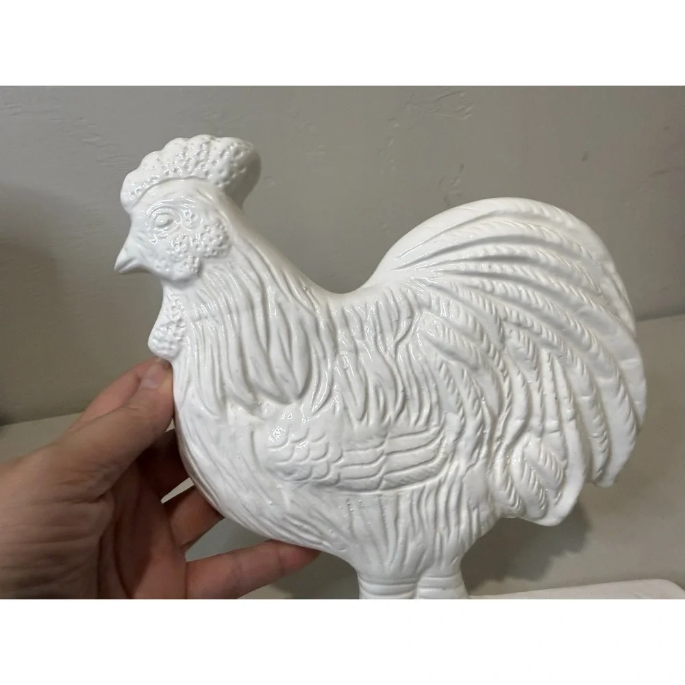 Vintage Ceramic Rooster Chicken Kitchen Towel Or Apron Hanger Holder 4 Hook